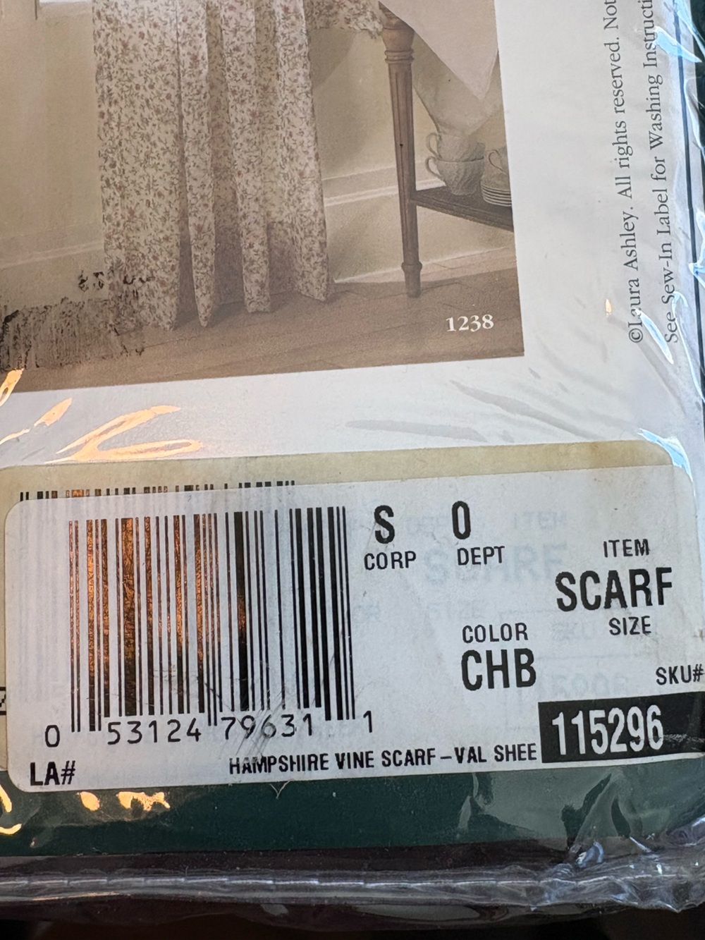Laura Ashley Vintage Sheer Floral Scarf Valance NIP Cottagecore 216” x 56” - Picture 3 of 5